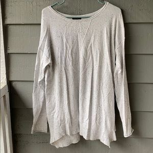 Long Sleeve Speckled Asymmetrical Exposed Hem